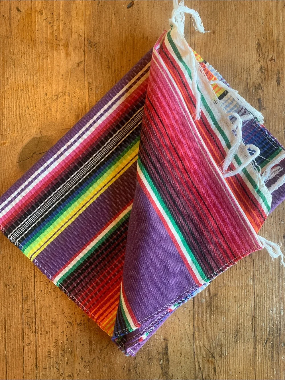 Vibrant Striped Table Runner and Napkin Set - Purple Multicolor
